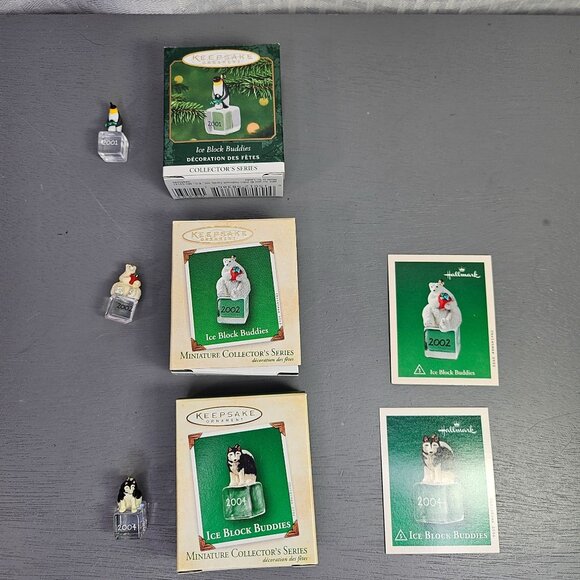 Hallmark Keepsake Ornament Ice Block Buddies Miniature Set of 3 New With Box - Picture 1 of 4